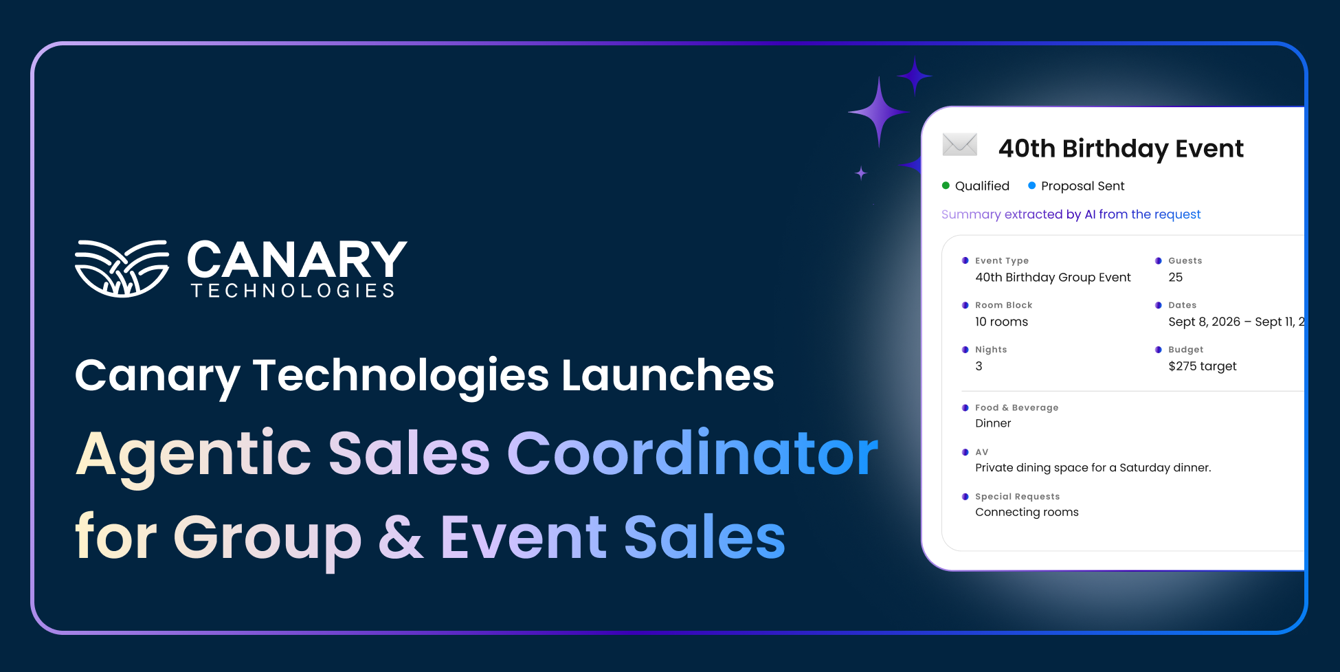 Canary Technologies Launches Sales Coordinator for Hotel Group and Event Sales Agents